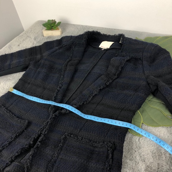 Rebecca Taylor Tweed Blazer with Frayed Edges Navy - Picture 16 of 16